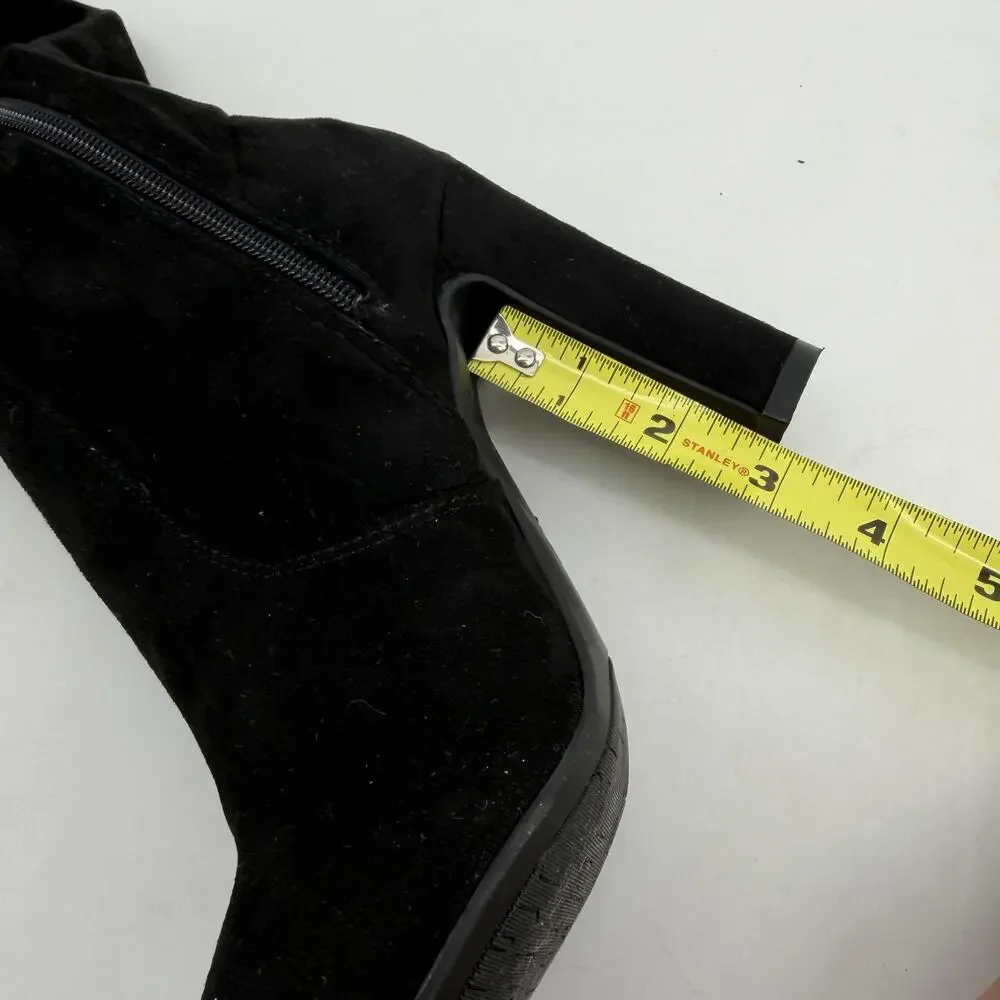 Unisa Over The Knee Riding Boots Womens 8.5M Black Faux Suede Block Heel Dressy